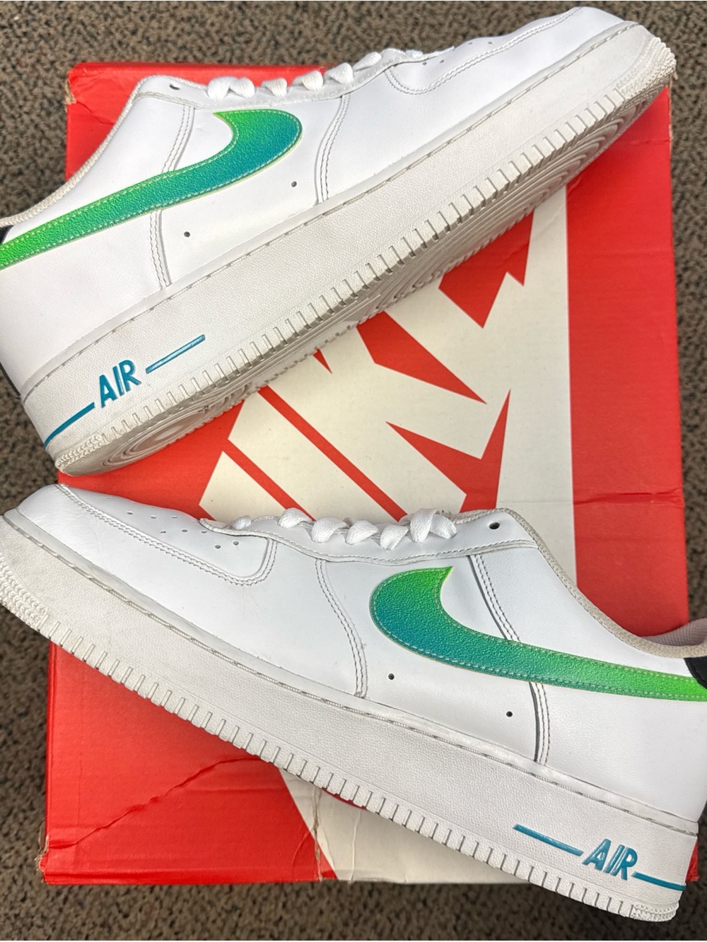 Nike Air Force 1 Low ‘07 LV8 White Aquamarine with Green-Teal Swoosh